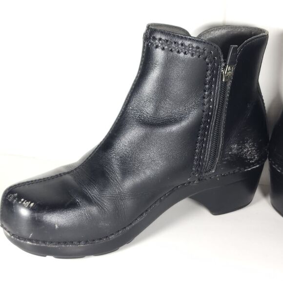 Dansko Women's Scout US8-8,5 EU39 Black Leather Braid Detail Ankle Clog Boots - Picture 6 of 16